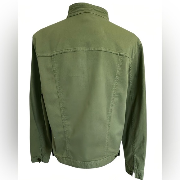 Charter Club Utility Jacket Women’s L Green Cotton Blend Military Button Front - Picture 4 of 8